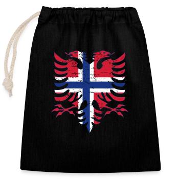 Albania Norway flag used look - Closable cotton gift bag (25x30cm) - black - Front