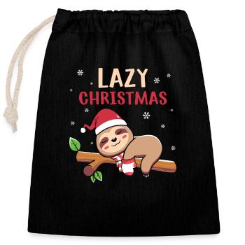 Lazy christmas - Closable cotton gift bag (25x30cm) - black - Front