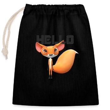 Hello Fox Welcome Animal Stuffed Animal - Closable cotton gift bag (25x30cm) - black - Front