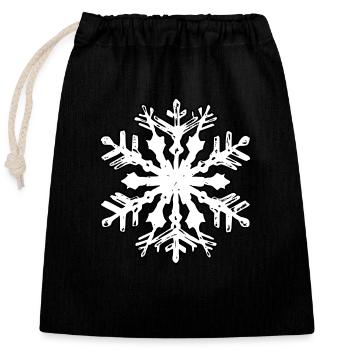 Flocon de neige Neige Hiver Noël Froid 02 - Sac cadeau en coton avec cordon (25 x 30 cm) - noir - Devant