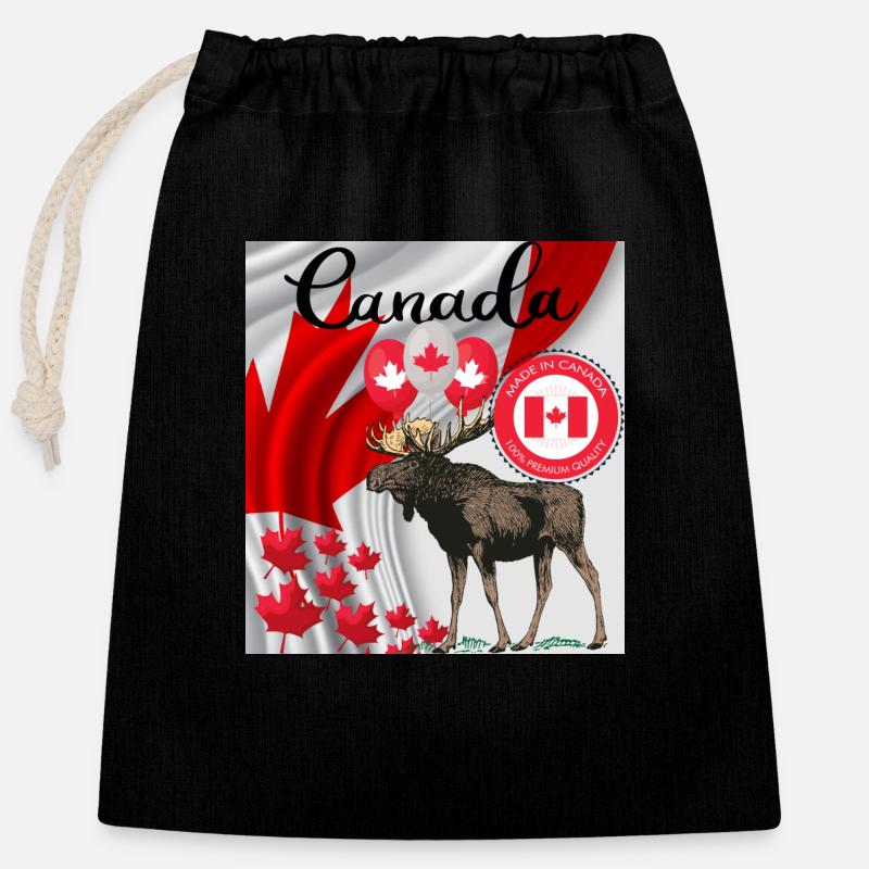 Canada, maple leaf. - Closable cotton gift bag (25x30cm) - black
