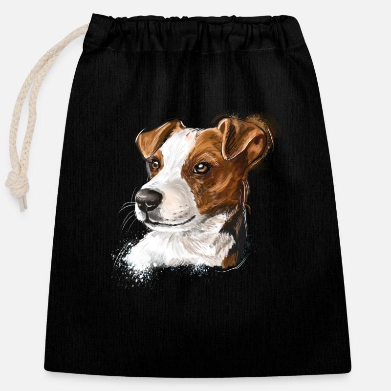 jack russel - Verschließbarer Geschenkbeutel aus Baumwolle (25x30cm) - Schwarz