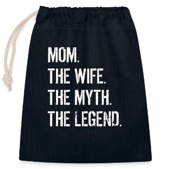 Mom the Legend Geschenk white - Verschließbarer Geschenkbeutel aus Baumwolle (25x30cm) - Navy - Vorne