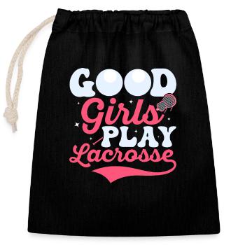 Good Girls Play Lacrosse Player Lifestyle - Verschließbarer Geschenkbeutel aus Baumwolle (25x30cm) - Schwarz - Vorne