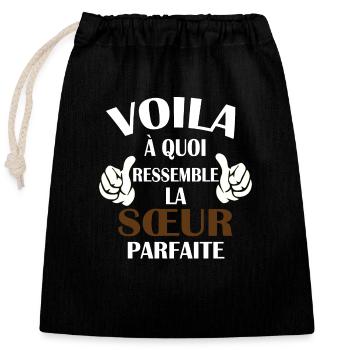 La Soeur Parfaite : Un Modèle à Suivre - Sac cadeau en coton avec cordon (25 x 30 cm) - noir - Devant