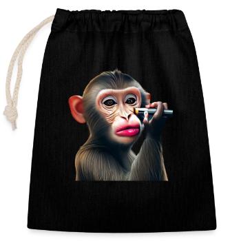 Make-up monkey - Closable cotton gift bag (25x30cm) - black - Front