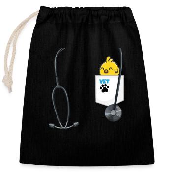 Veterinarian Costume for Boys Career Day Outfit - Closable cotton gift bag (25x30cm) - black - Front