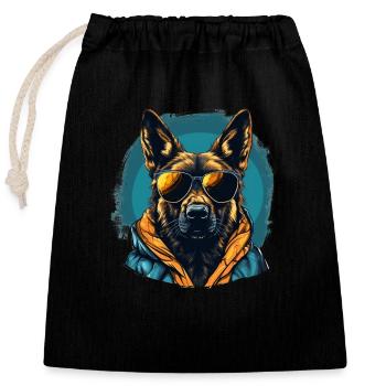 Urban Guardian: Straßenstimmung für Schäferhunde - Verschließbarer Geschenkbeutel aus Baumwolle (25x30cm) - Schwarz - Vorne