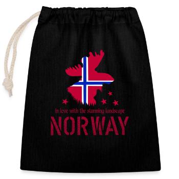 Élan de Norvège - Sac cadeau en coton avec cordon (25 x 30 cm) - noir - Devant