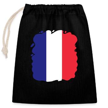 Frankreich Flagge Used Look Französische Fahne - Verschließbarer Geschenkbeutel aus Baumwolle (25x30cm) - Schwarz - Vorne