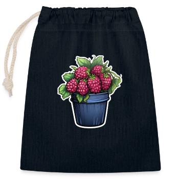 Himbeere Topfpflanze - Verschließbarer Geschenkbeutel aus Baumwolle (25x30cm) - Navy - Vorne