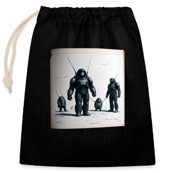 Vintage Robot Comic - Closable cotton gift bag (25x30cm) - black - Front