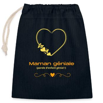 Maman géniale - Sac cadeau en coton avec cordon (25 x 30 cm) - bleu marine - Devant