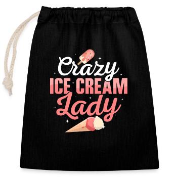 Crazy Ice Cream Lady Cone Scoop Summer - Verschließbarer Geschenkbeutel aus Baumwolle (25x30cm) - Schwarz - Vorne