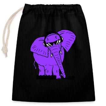 Lustiger Elefant Rosarot DJ Mischpult Party Musik - Verschließbarer Geschenkbeutel aus Baumwolle (25x30cm) - Schwarz - Vorne