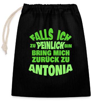 Gift for Antonia - Closable cotton gift bag (25x30cm) - black - Front