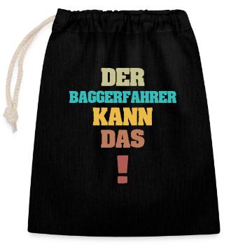 Gift for Excavator Driver - Closable cotton gift bag (25x30cm) - black - Front