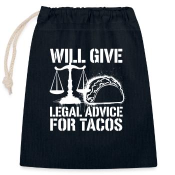 Tacos vs. Legal Advice - Closable cotton gift bag (25x30cm) - navy - Front