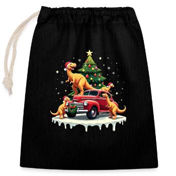 Dino Chicken Nuggets Shape Nuggets Christmas - Closable cotton gift bag (25x30cm) - black - Front