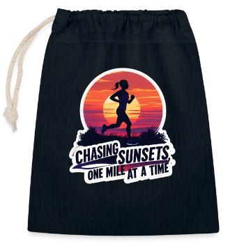 Chasing Sunsets Running Motivierende Fitness - Verschließbarer Geschenkbeutel aus Baumwolle (25x30cm) - Navy - Vorne