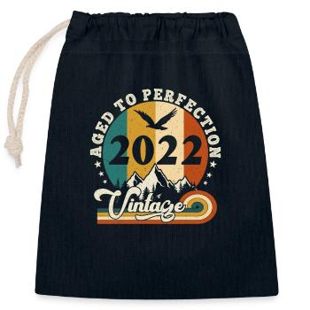 Vintage Birthday in 2023 - Birthday 2025. - Closable cotton gift bag (25x30cm) - navy - Front
