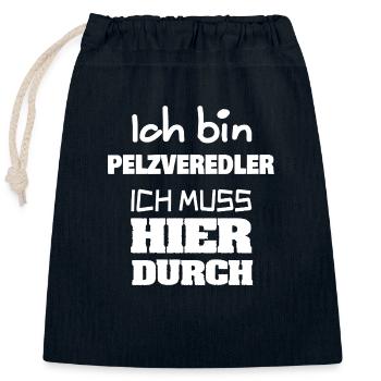 Profession : Engraisseur de fourrure - Sac cadeau en coton avec cordon (25 x 30 cm) - bleu marine - Devant