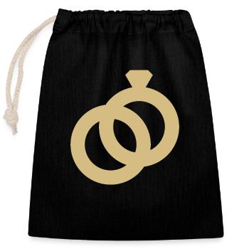 Alliance icône bagues mariage bague cadeau - Sac cadeau en coton avec cordon (25 x 30 cm) - noir - Devant