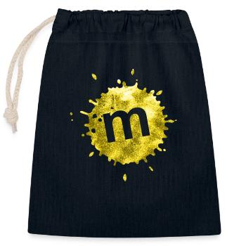 stain yellow m - Closable cotton gift bag (25x30cm) - navy - Front