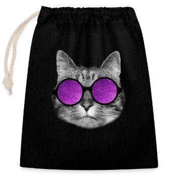 Space kitty - Closable cotton gift bag (25x30cm) - black - Front