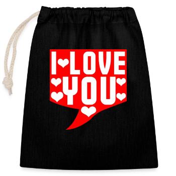 I love you bubble talk gift couple - Closable cotton gift bag (25x30cm) - black - Front