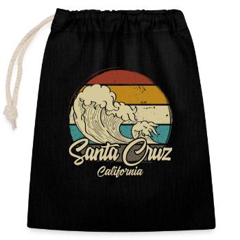 Santa Cruz California vintage retro ocean - Closable cotton gift bag (25x30cm) - black - Front