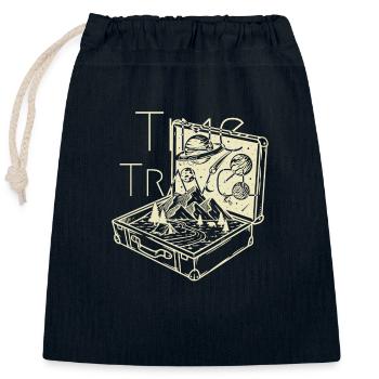Time (to) Travel - Surrealistic Traveller Artwork - Verschließbarer Geschenkbeutel aus Baumwolle (25x30cm) - Navy - Vorne