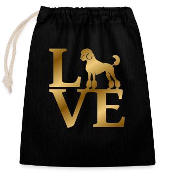 Caniche d’amour - Sac cadeau en coton avec cordon (25 x 30 cm) - noir - Devant