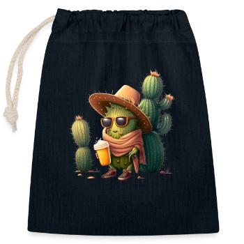 Cactus mexicain à la bière - drôle - Sac cadeau en coton avec cordon (25 x 30 cm) - bleu marine - Devant