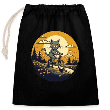 Motard Meowtain - Sac cadeau en coton avec cordon (25 x 30 cm) - noir - Devant