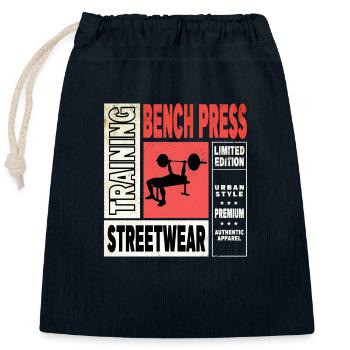 bench press, weightlifting, weight training, fitness, strong - Closable cotton gift bag (25x30cm) - navy - Front