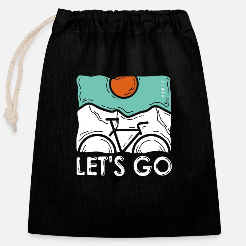 lets go (white) - Closable cotton gift bag (25x30cm) - black
