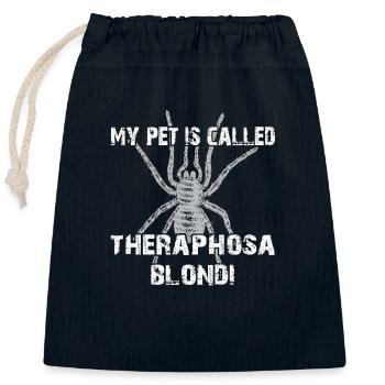 My pet's name is Theraphosa Blondi - Closable cotton gift bag (25x30cm) - navy - Front