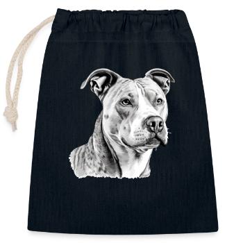 Jack the pit bull - Closable cotton gift bag (25x30cm) - navy - Front