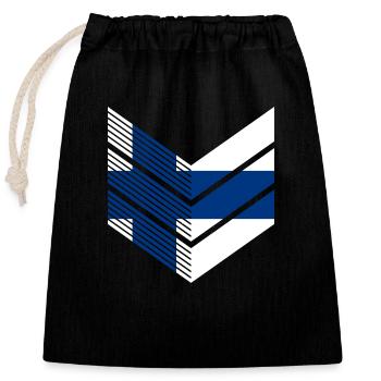 Finnland Flagge Suomi Finnische Fahne Used Look - Verschließbarer Geschenkbeutel aus Baumwolle (25x30cm) - Schwarz - Vorne