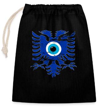 Albanien Flagge Nazar Amulett used - Verschließbarer Geschenkbeutel aus Baumwolle (25x30cm) - Schwarz - Vorne