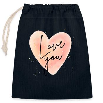 Love you - Closable cotton gift bag (25x30cm) - navy - Front