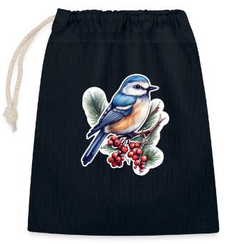 Pic, Sittelle - Sac cadeau en coton avec cordon (25 x 30 cm) - bleu marine - Devant