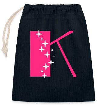 Letter K Glitter - Closable cotton gift bag (25x30cm) - navy - Front