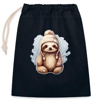 SlothStyle - Verschließbarer Geschenkbeutel aus Baumwolle (25x30cm) - Navy - Vorne