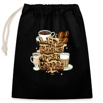 Kaffee Kaffeeliebhaber Kaffeetasse Koffein Getränk - Verschließbarer Geschenkbeutel aus Baumwolle (25x30cm) - Schwarz - Vorne