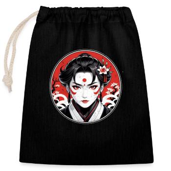 Samurai Warrior - Japan - Demon - Closable cotton gift bag (25x30cm) - black - Front