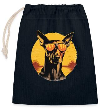 Doberman 2 - Sac cadeau en coton avec cordon (25 x 30 cm) - bleu marine - Devant