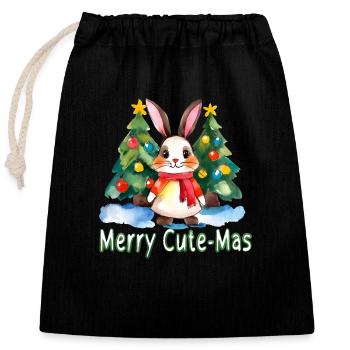 Joyeux lapin mignon - Sac cadeau en coton avec cordon (25 x 30 cm) - noir - Devant