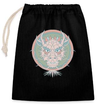 Visage de dragon chinois aux couleurs sourdes - Sac cadeau en coton avec cordon (25 x 30 cm) - noir - Devant